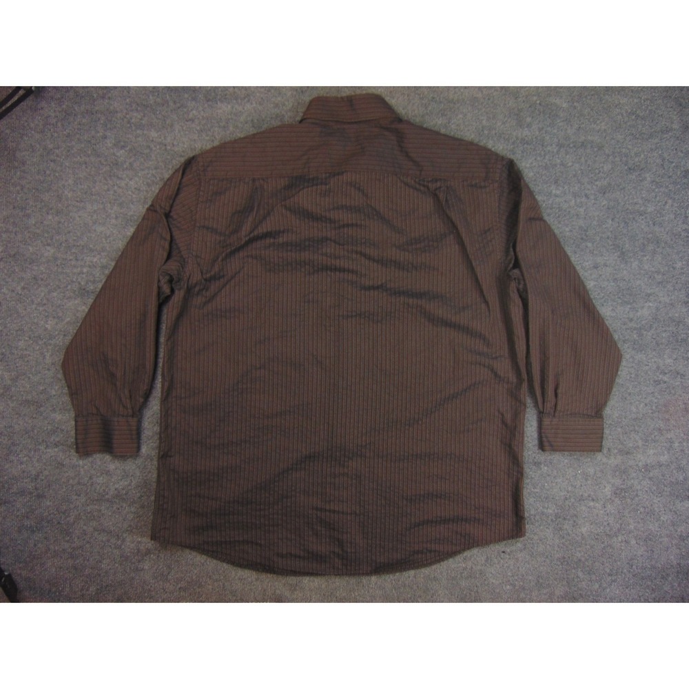 Zanella Button Down Shirt Mens 2XL Brown Herringbone Stripe Made in Italy - Picture 3 of 10